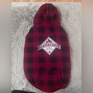 Beaver Canoe Red Plaid Dog Hoodie